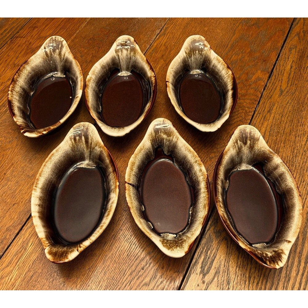 Vintage Pfaltzgraff Gourmet Brown Drip 265 Oval Au Gratin Casserole Set of 6 EC